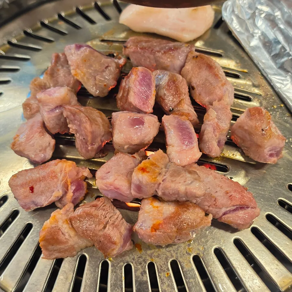 Pork neck cut into bite-sized pieces