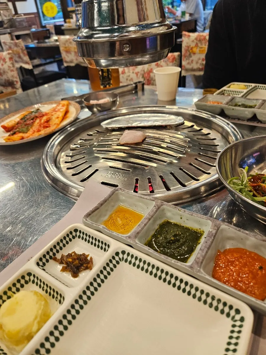 Plate of side dishes brought from the self-serve corner