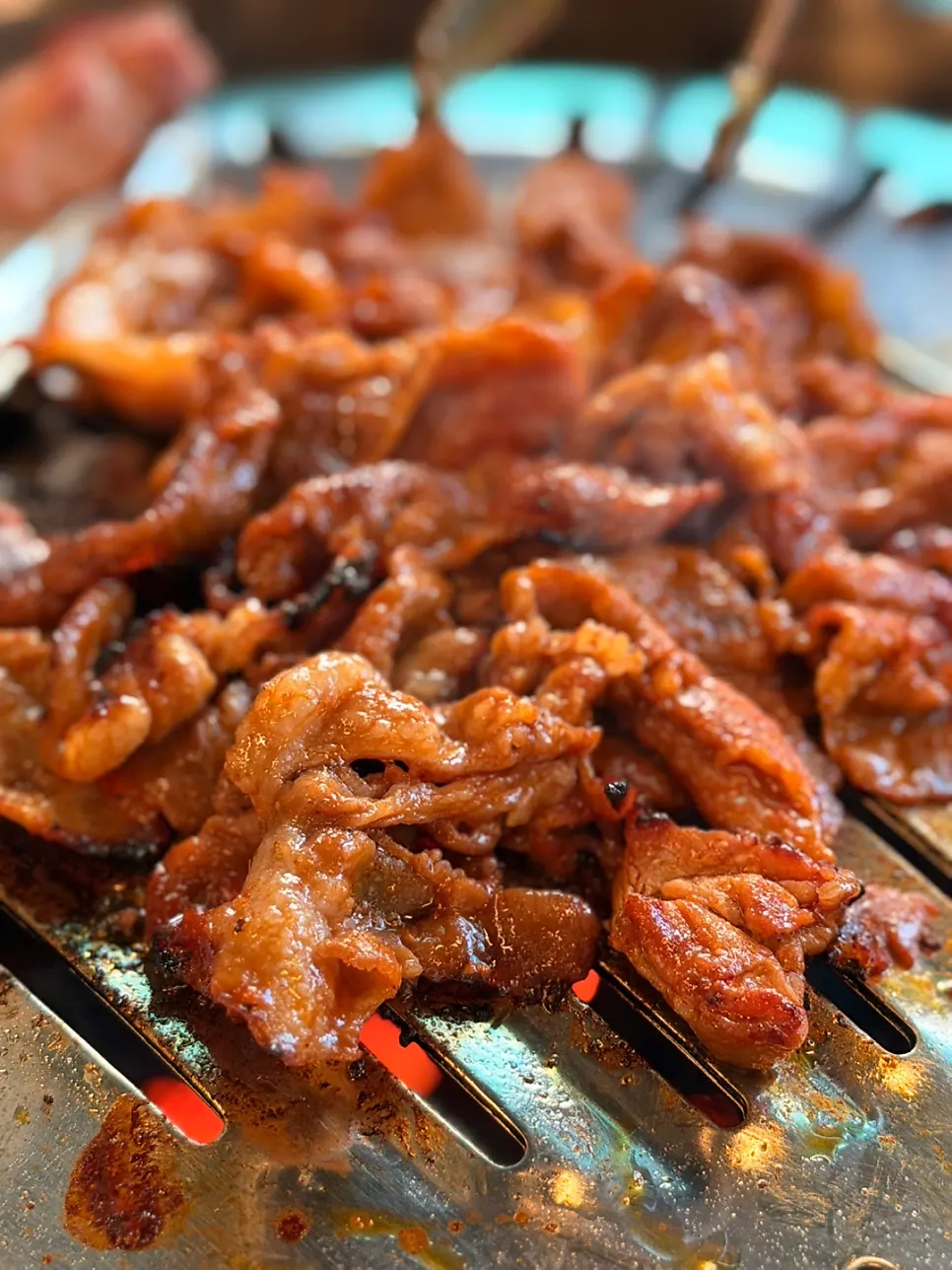 Gochujang charcoal bulgogi with seasoning turned dark and charred