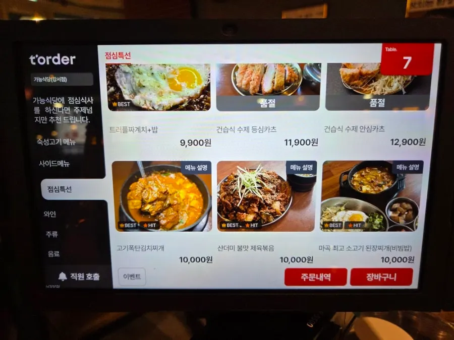 Ganeung Sikdang's meat menu board