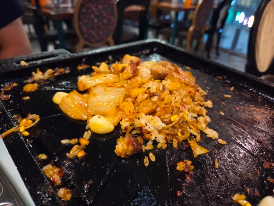 Fried rice cooked on the grill
