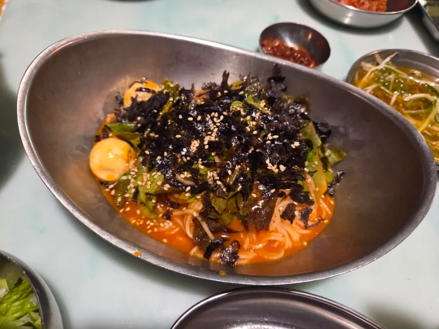 A bowl of sweet and tangy bibim guksu