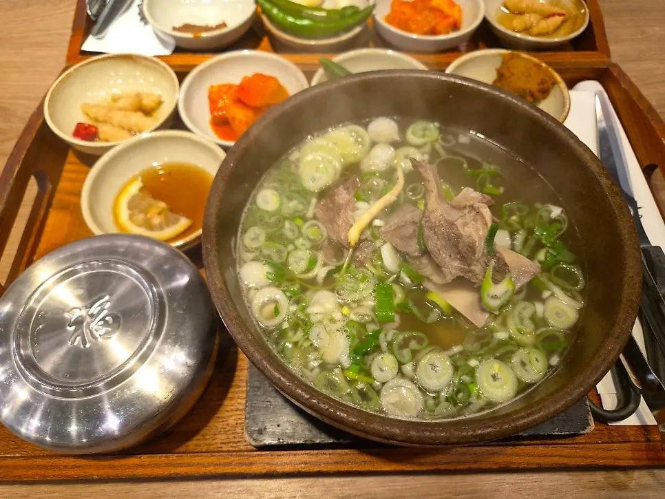 Two bowls of gang galbitang set on the table