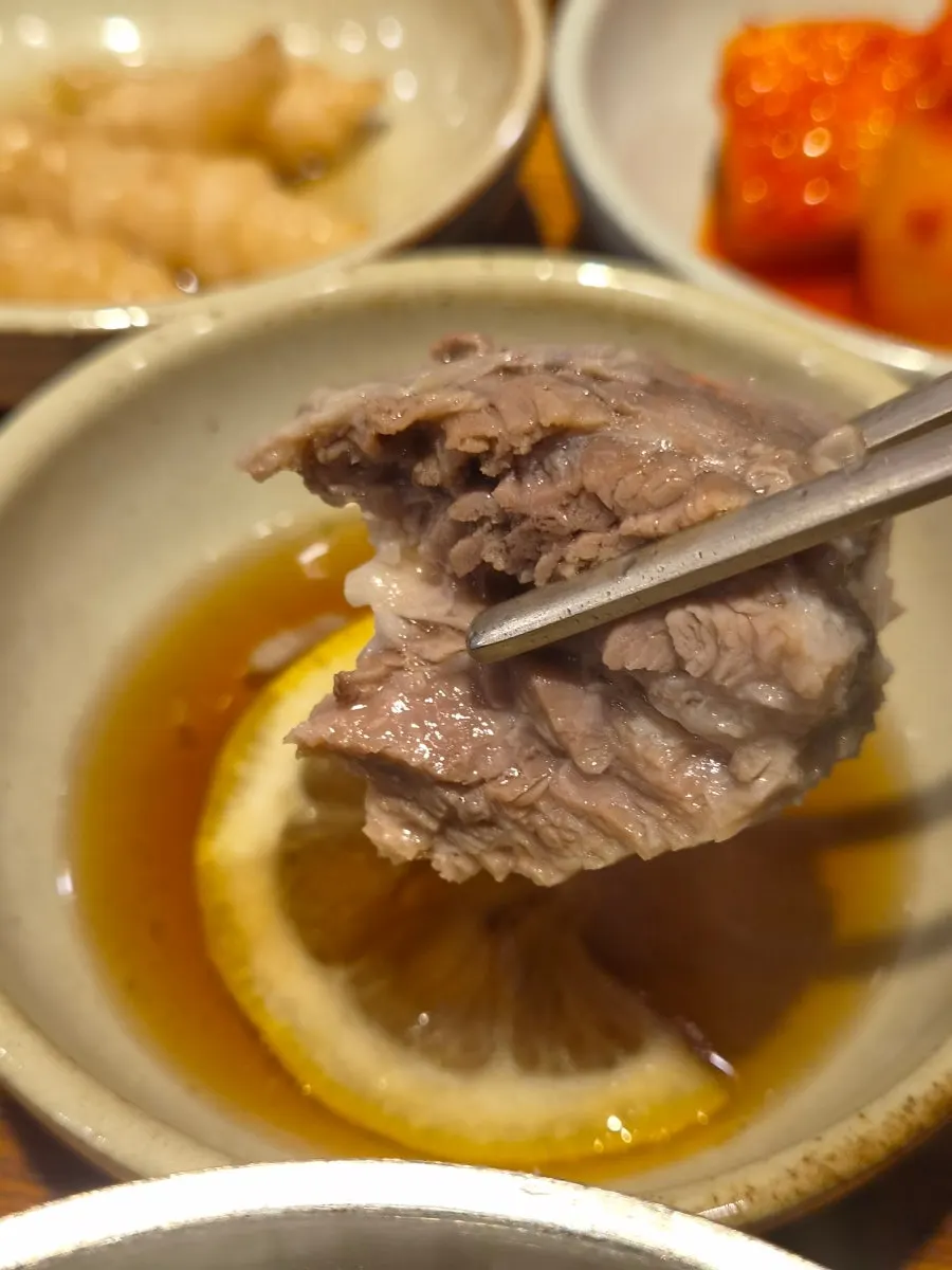 Rib meat dipped in lemon sauce