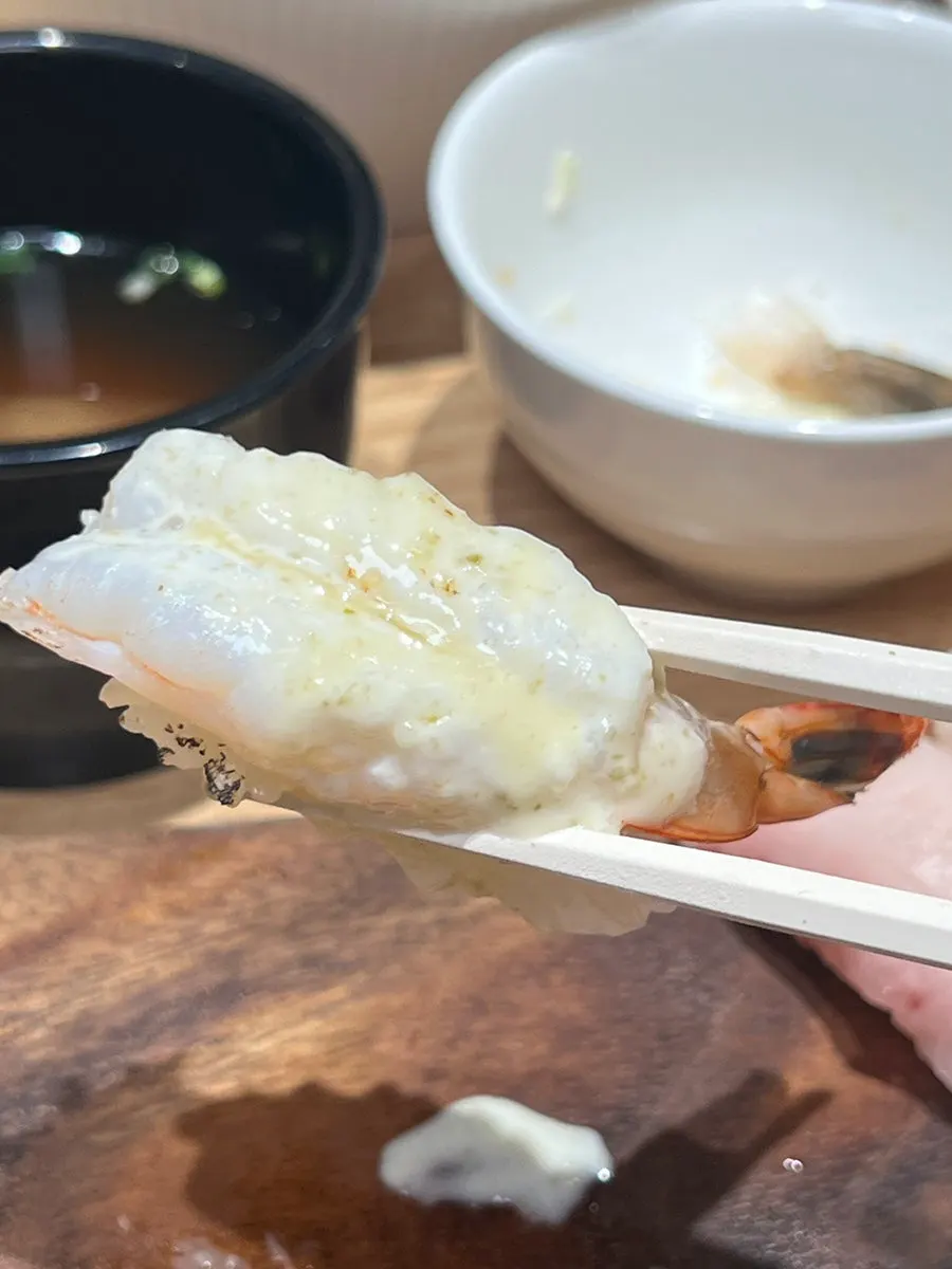 Flame-charred fried tofu and egg sushi