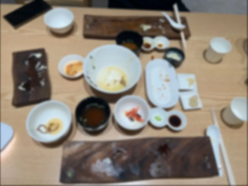 Empty plates after finishing the meal