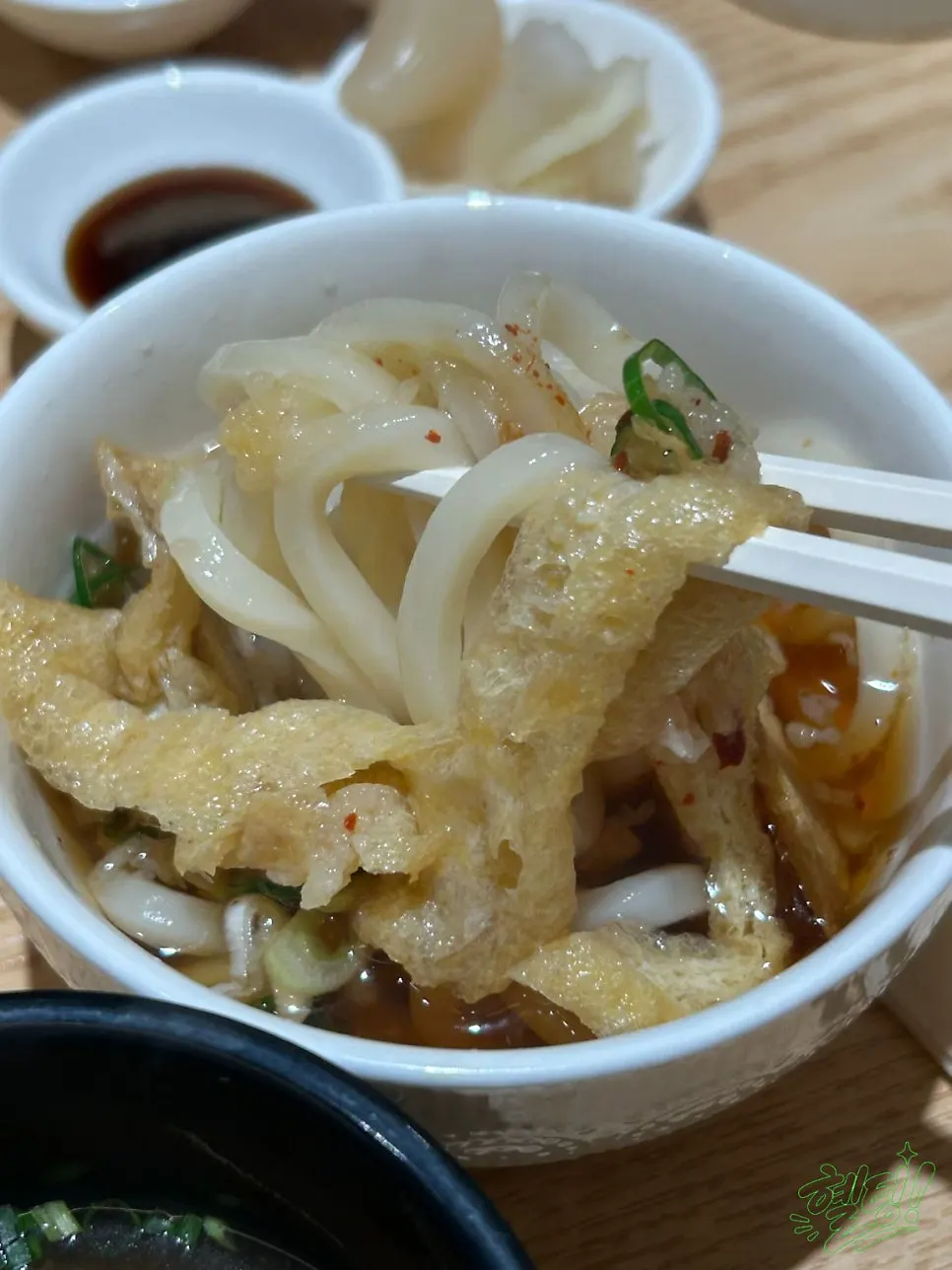 Standard udon, salad, and seafood croquette