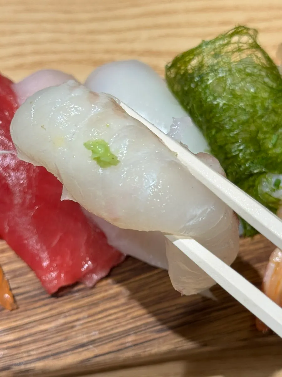 Extra-large flounder sushi with a soft texture
