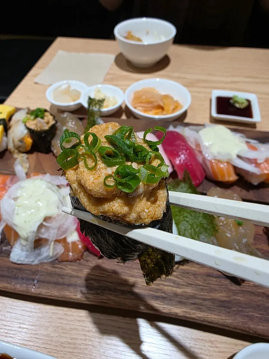 Vivid red tuna sushi