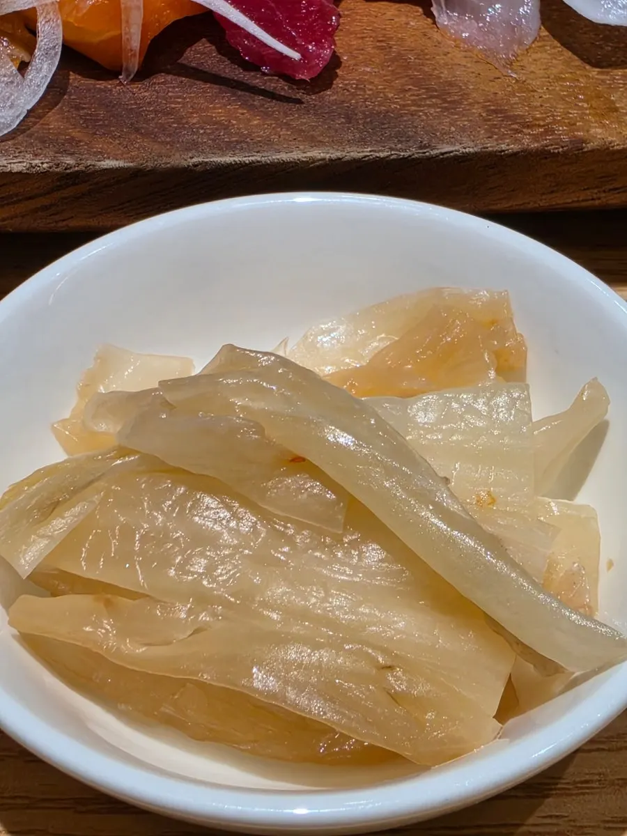 Ginger and pickled radish set on the table