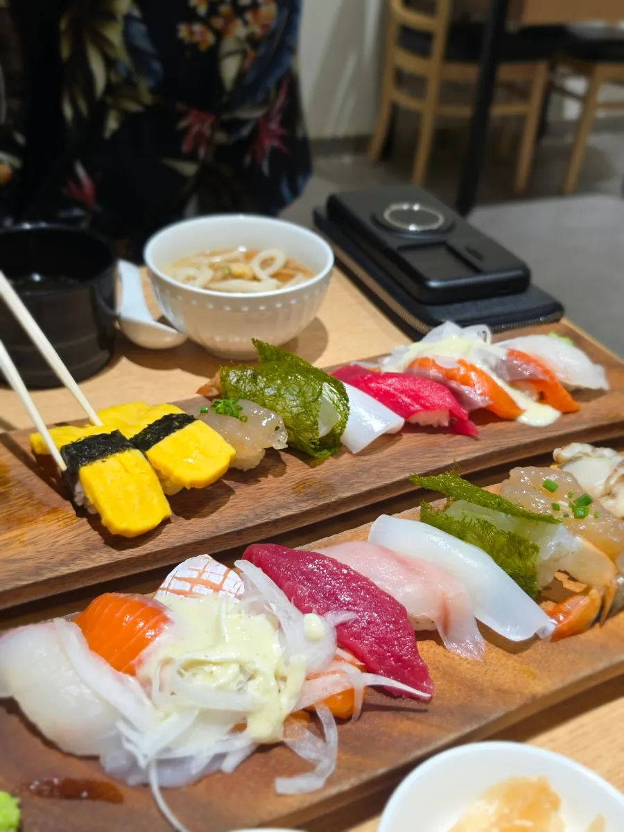 The sushi plate near the end of the meal