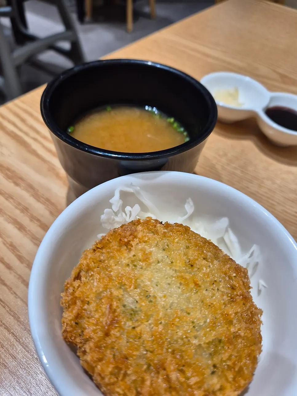 Seafood croquette and miso soup included with the set