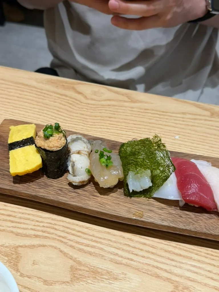 Close-up of salmon and flatfish sushi