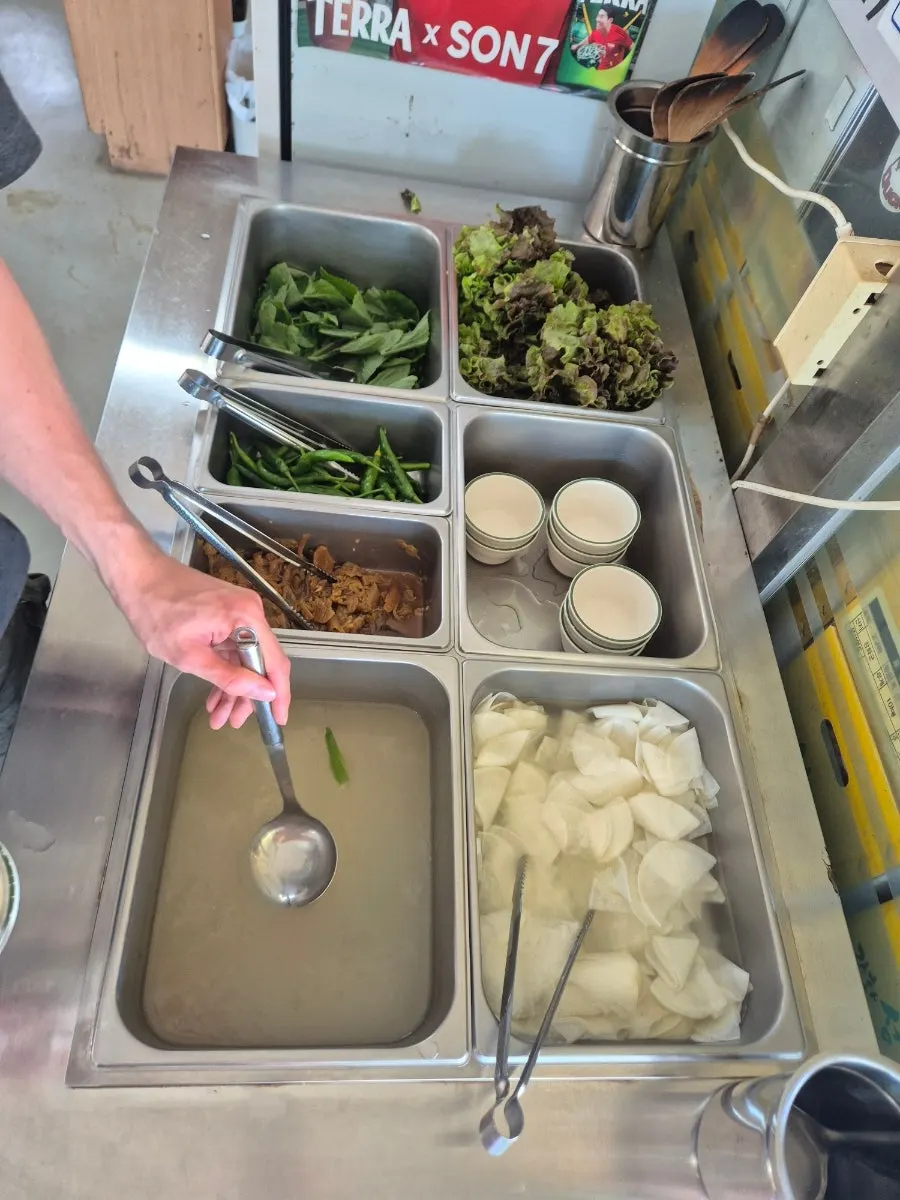 Lettuce and pickled radish at the self-serve bar