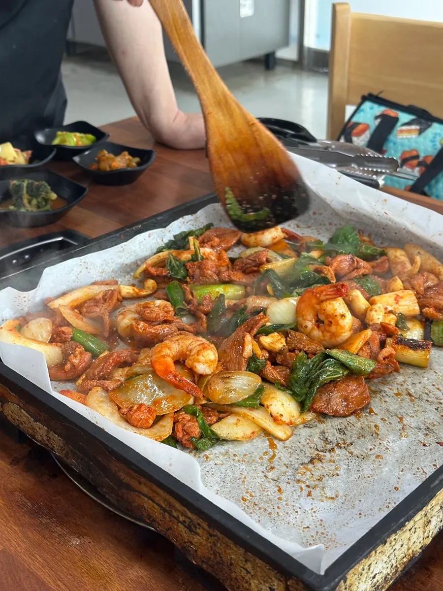 A plate with shrimp picked out