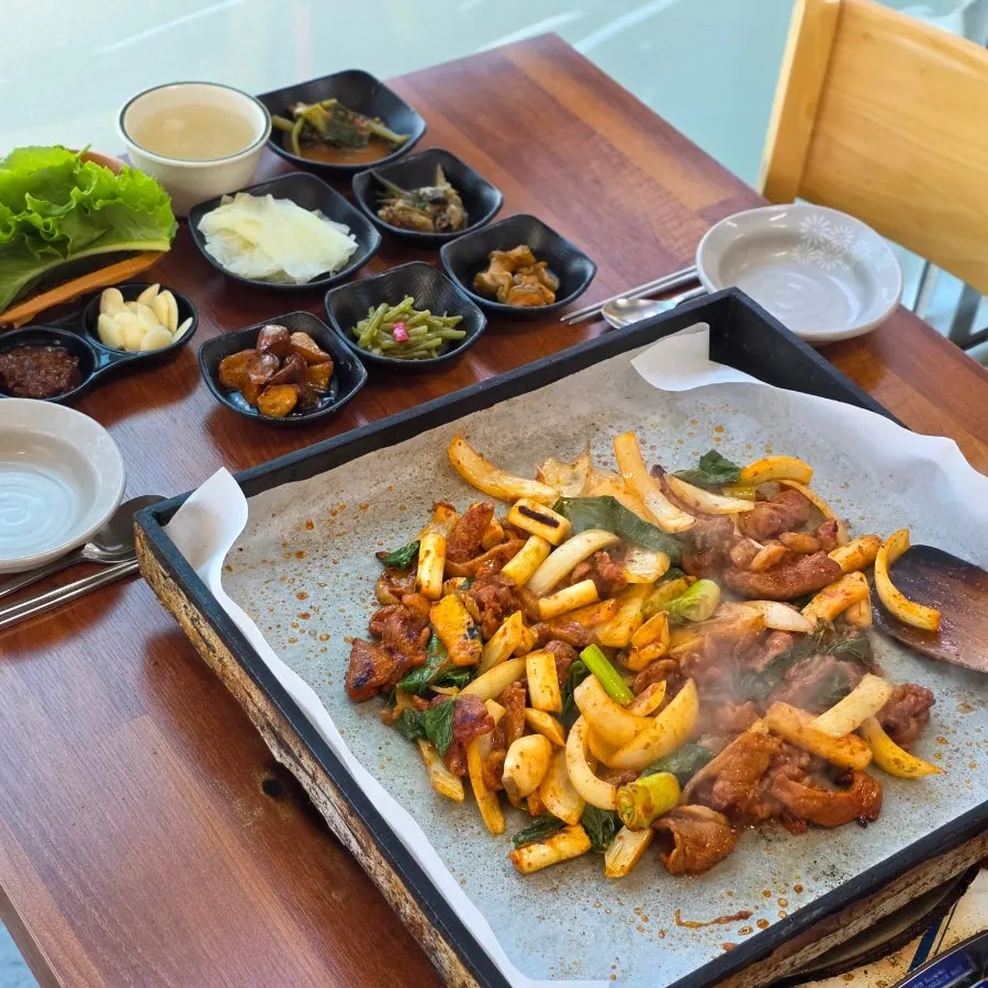The grill near the end of the meal