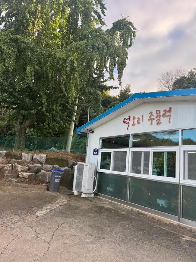 덕오리주물럭 강화도본점 외관과 시골 풍경