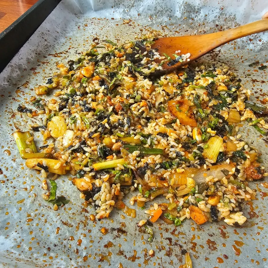 Fried rice added after finishing the meat