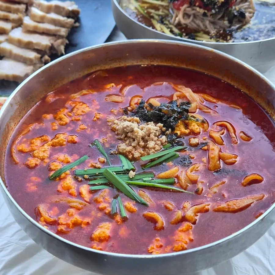 자가제면 메밀 면발 가까이 본 모습
