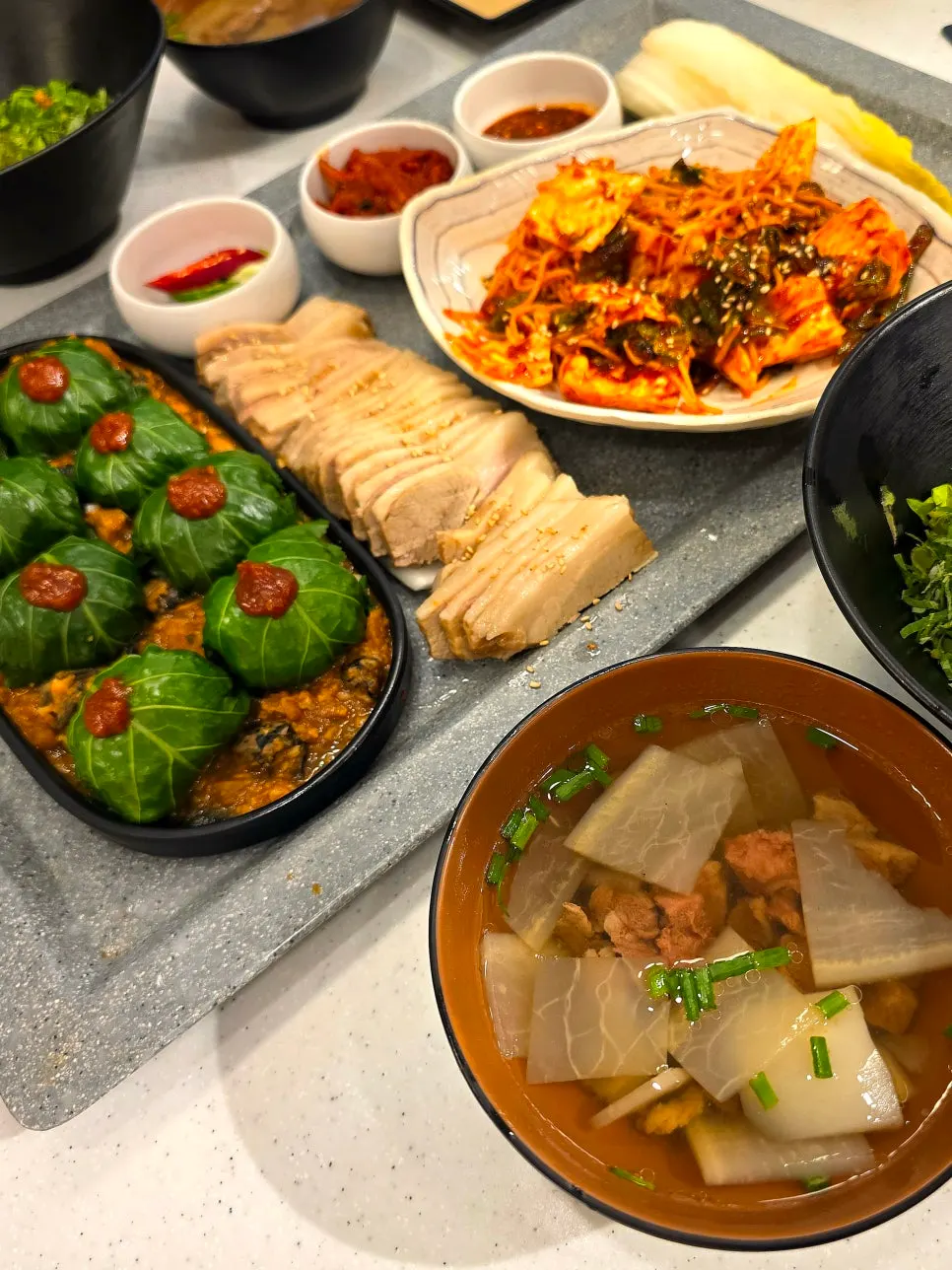 Korean restaurant in Yeongdeungpo Times Square: uring gangdoenjang gabrisal boiled meat set for two, Gangmun
