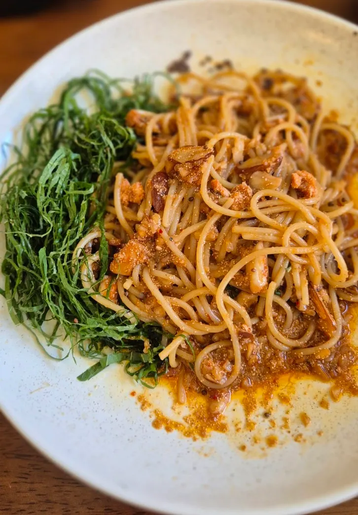 Perilla oil jeotgal pasta with pollack roe and octopus jeotgal