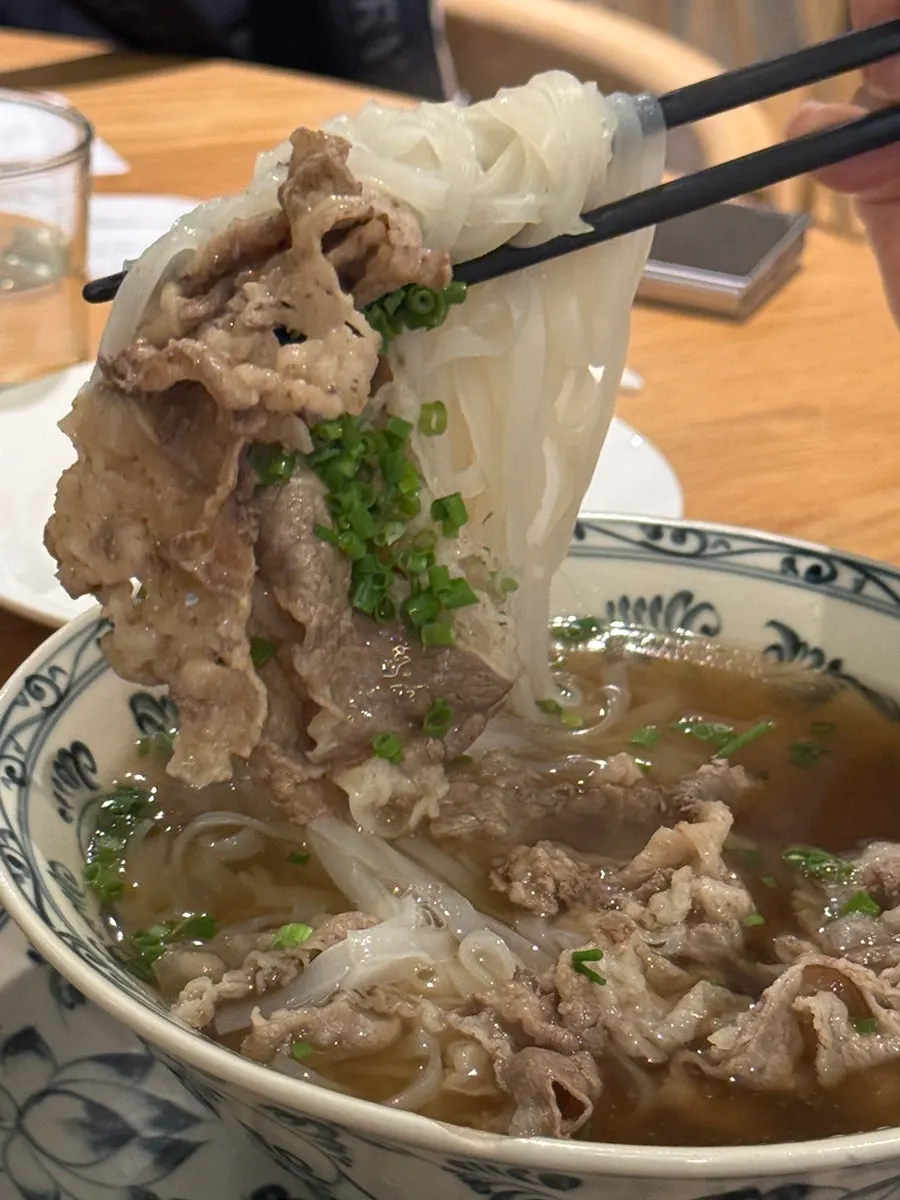 Anan's beef pho topped generously with beef