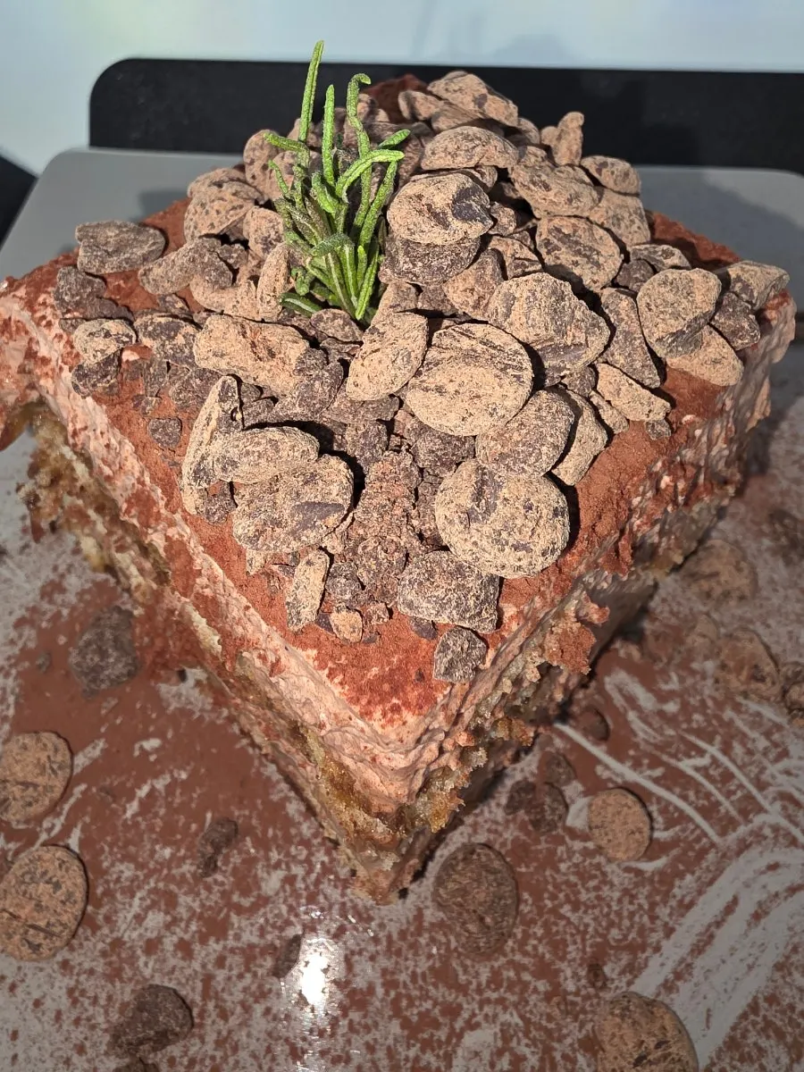 Generously sized tiramisu cake