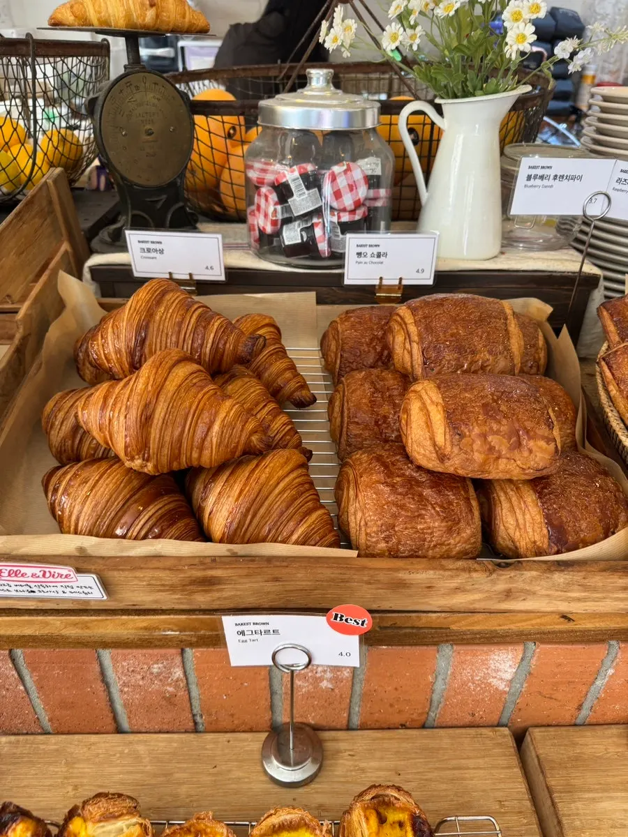 Baked goods and pastries on display