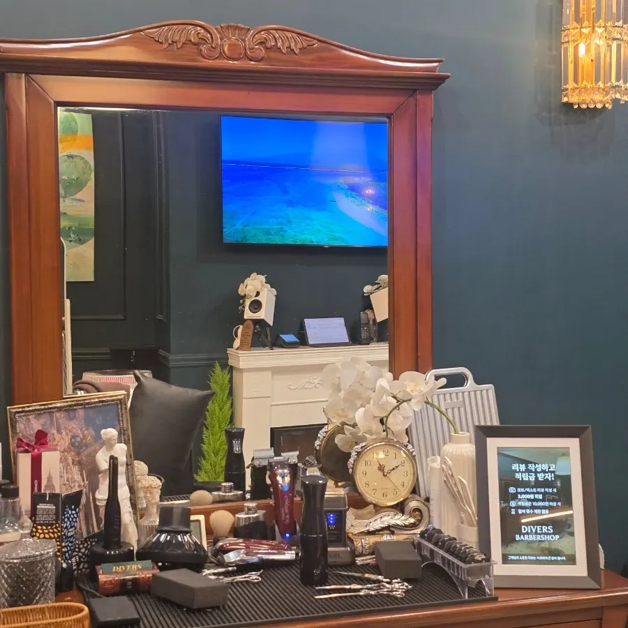 Stylish interior space at the barbershop