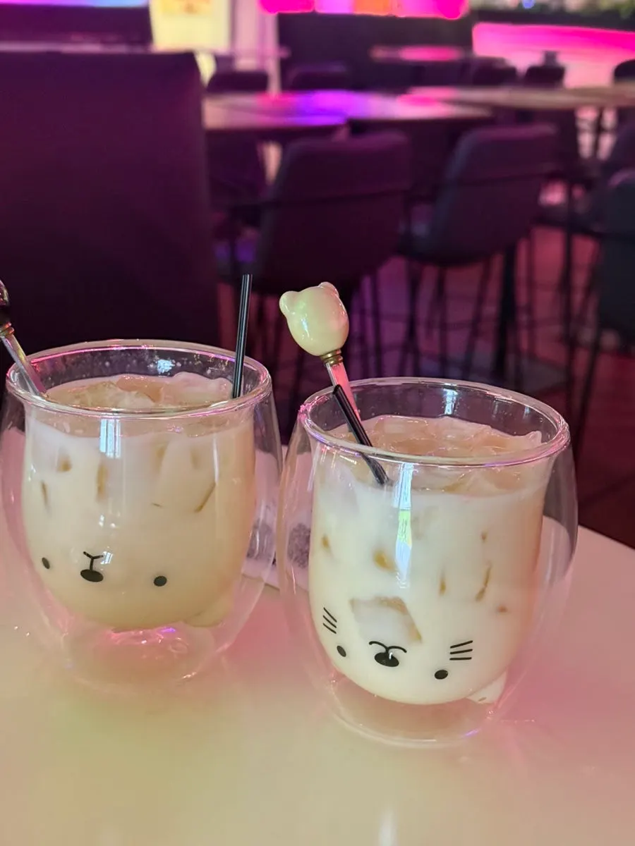 Two glasses of B LAB's mango milk cow ordered to close out the night