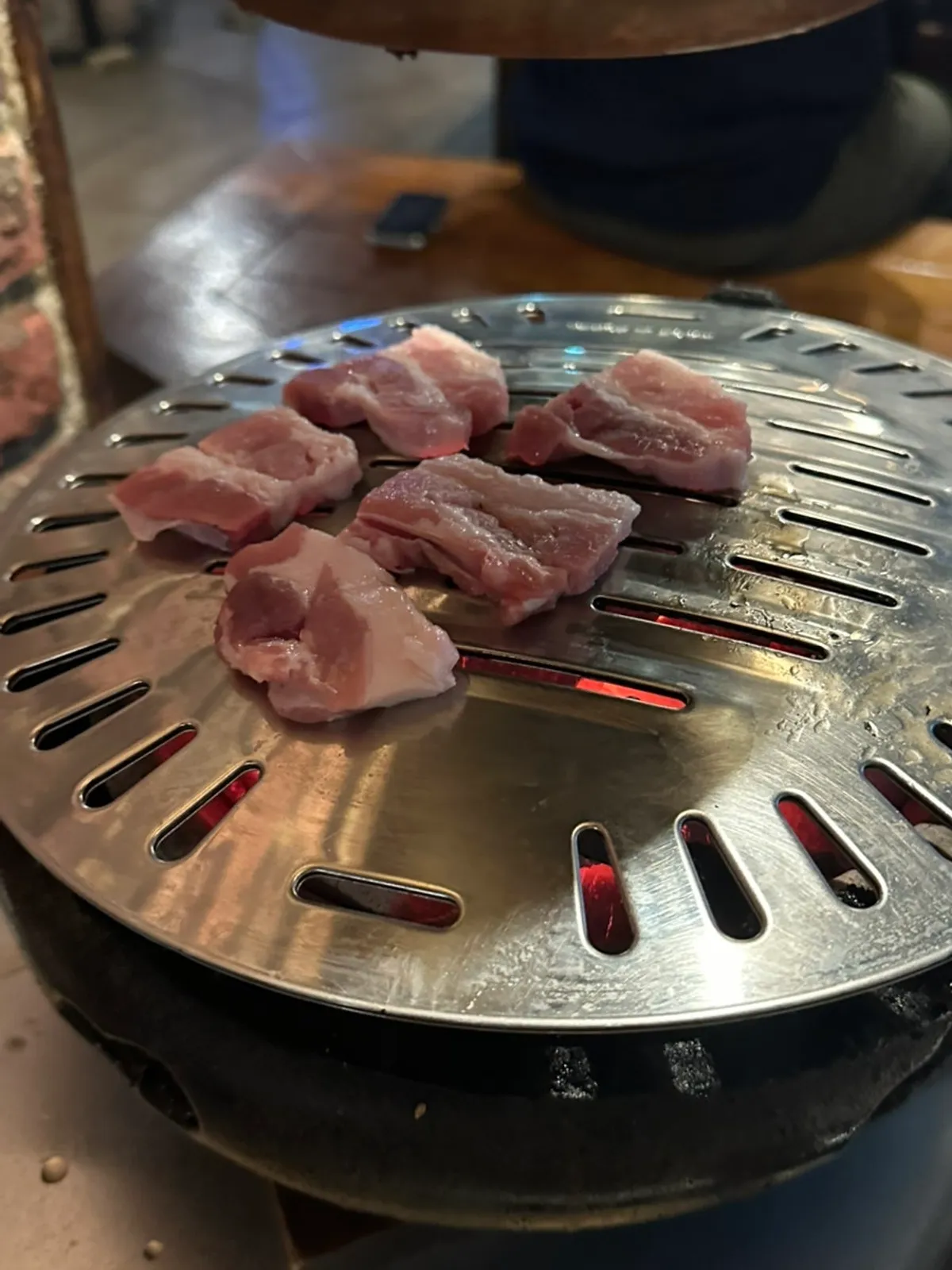 Charcoal-grilled table spread at Bongu Hwarro, a Korean BBQ restaurant near Gangnam Station