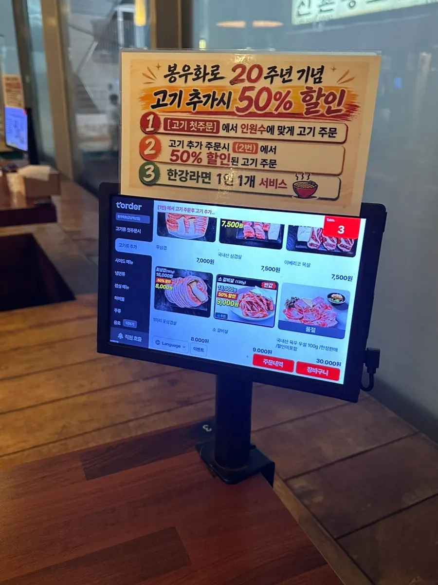Bongu Hwarro's meat menu board