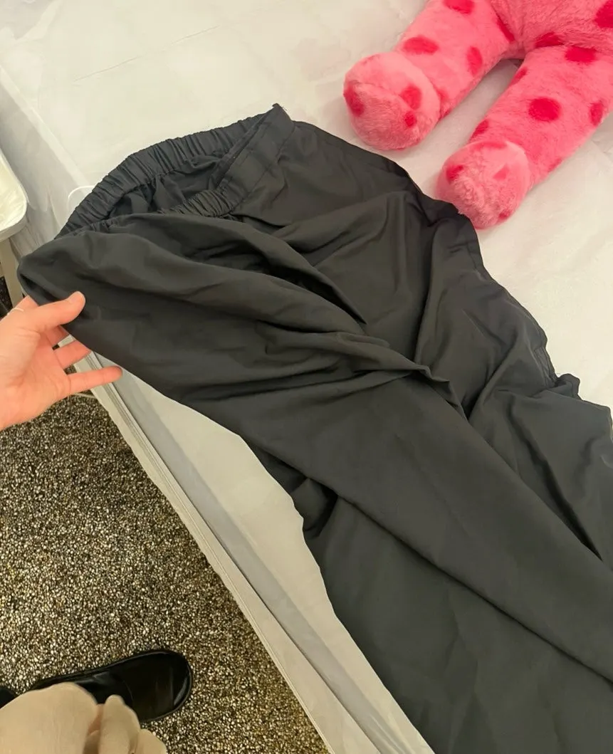 Open-front skirt prepared on the bed