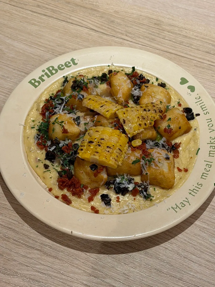 Table setting for scallion cream corn gnocchi