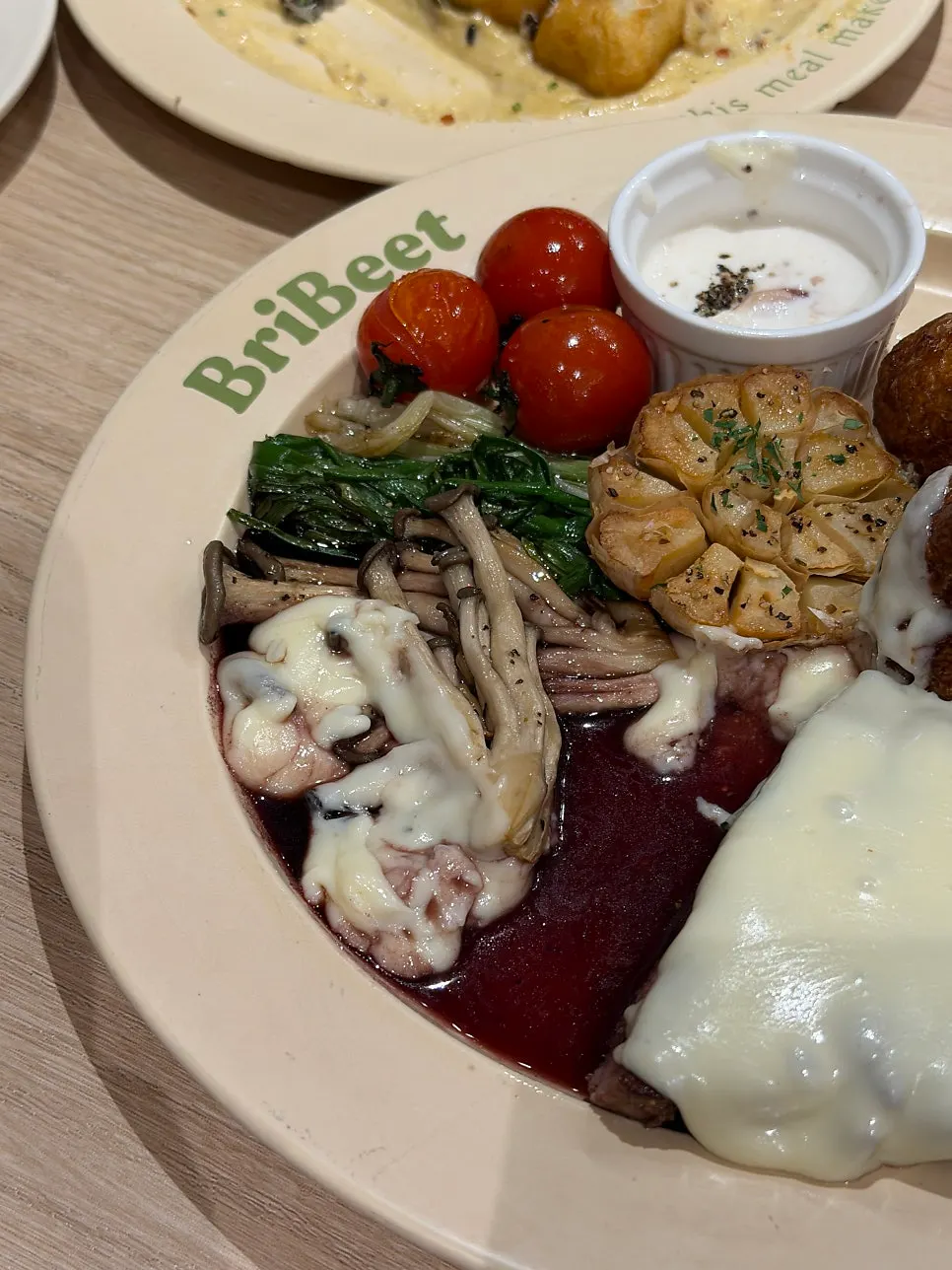 Steak with vegetable sides