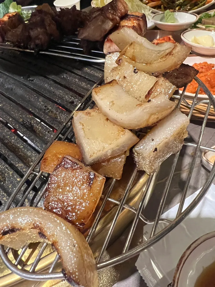 Pork skin grilled crispy on the outside