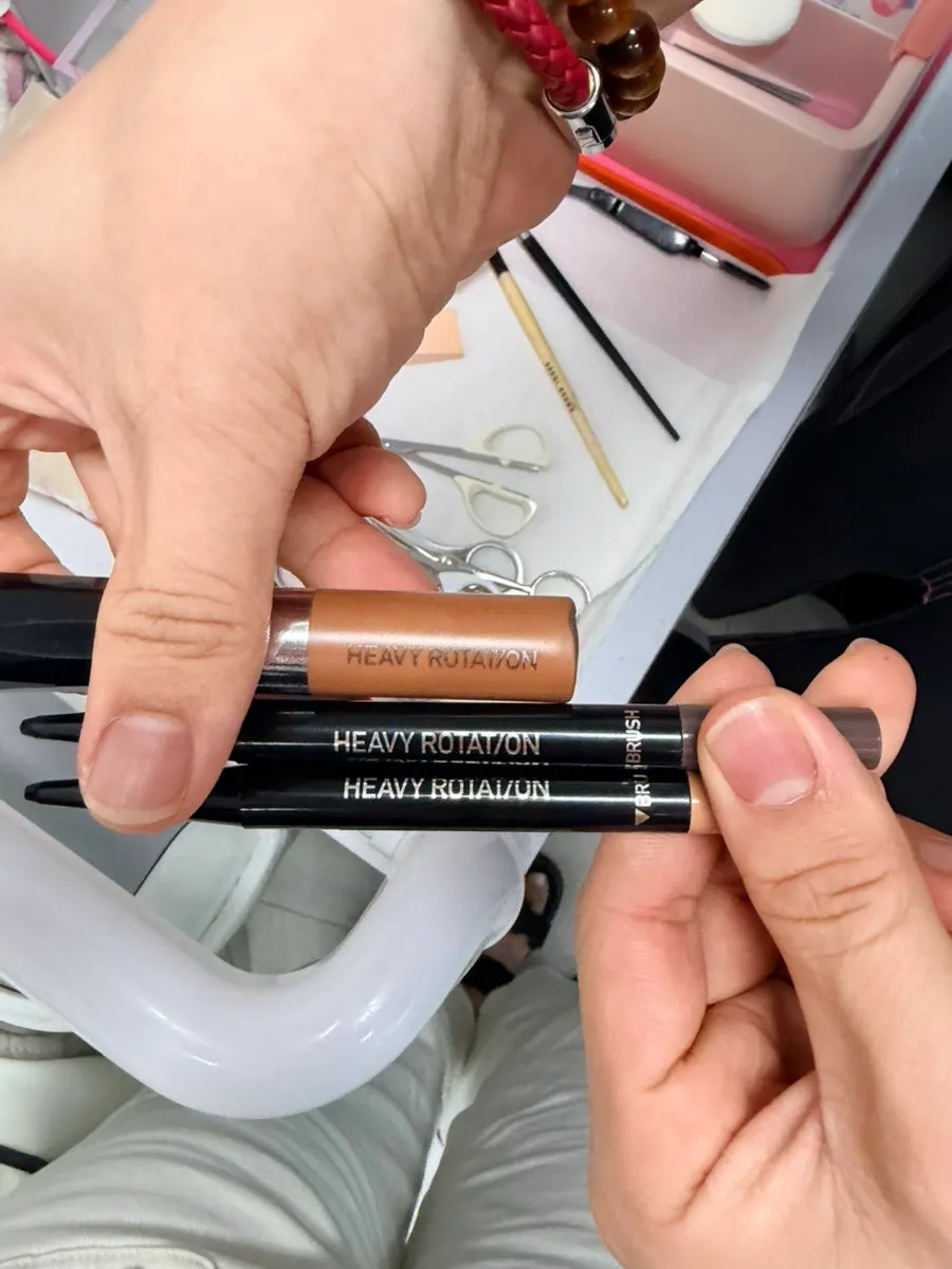 Eyebrow items displayed for sale at the shop