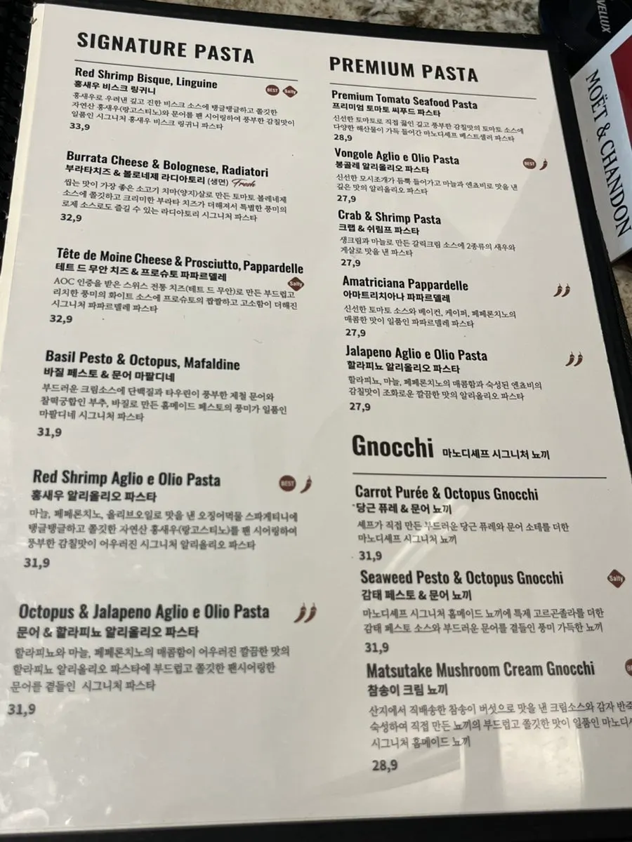 Mano di Chef set-menu information