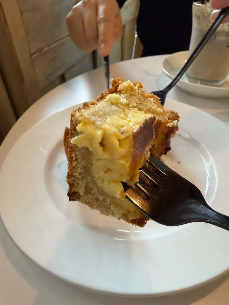 A slice of fresh blueberry cheesecake