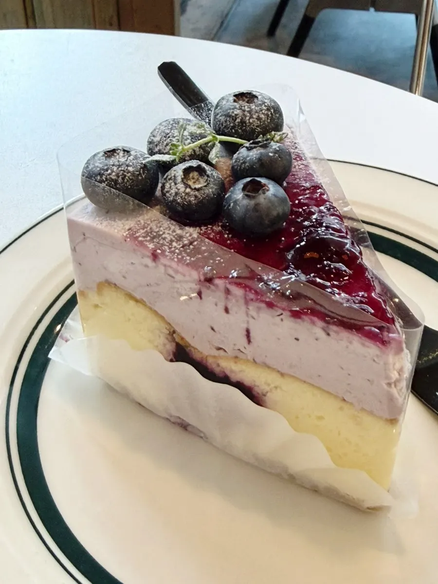 A forkful of fresh blueberry cheesecake