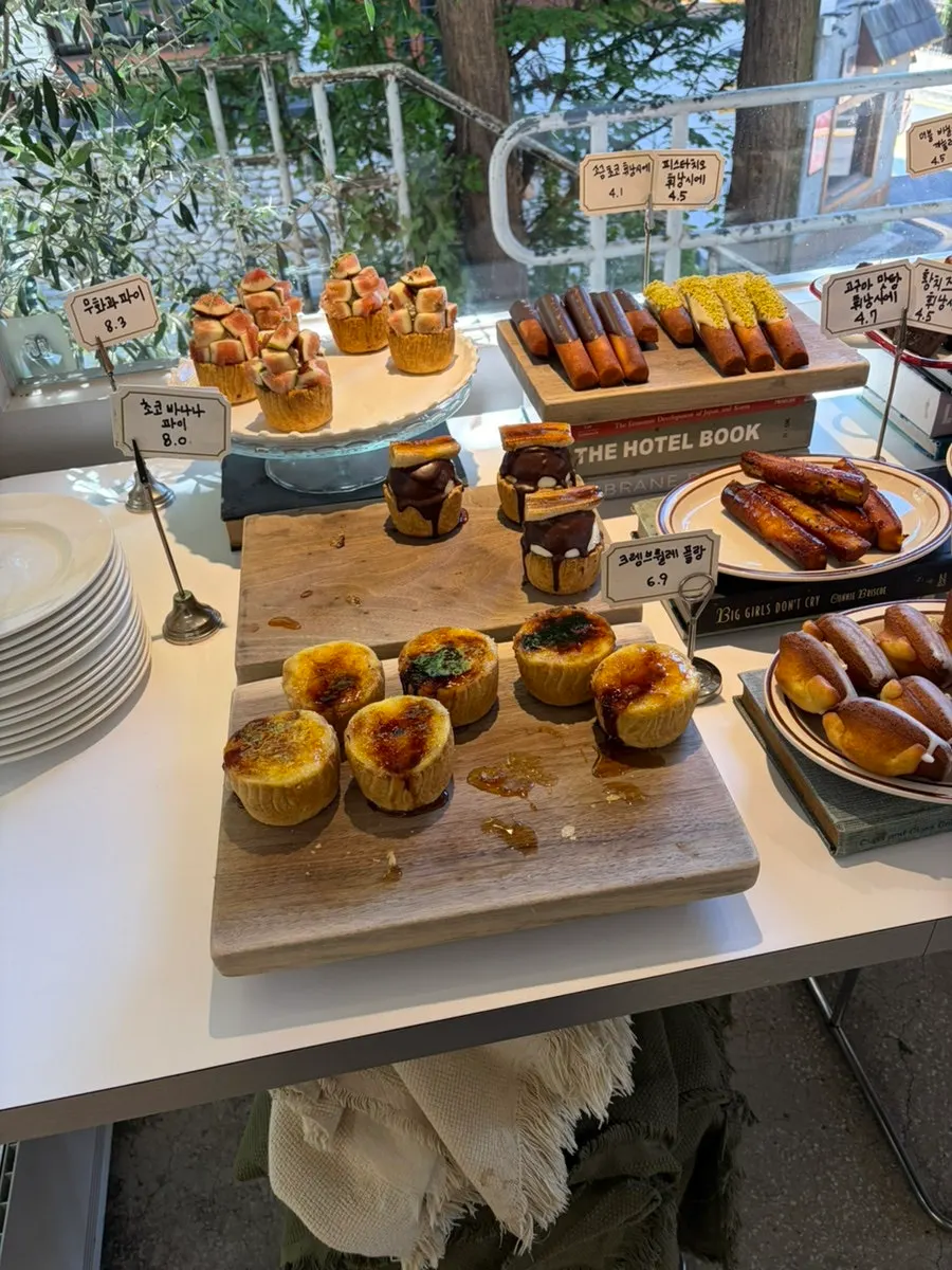 Pies and baked pastries on display
