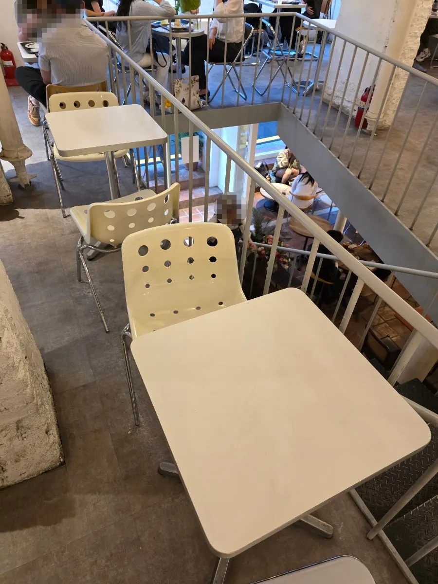 Café table with roomy seating spacing