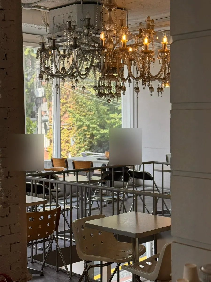 Interior café space connecting the floors
