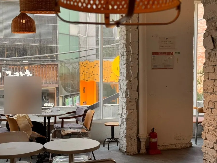 A variety of seating arranged on each floor