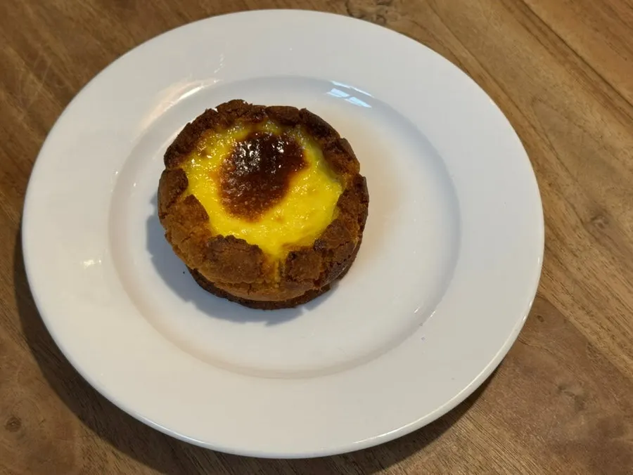 Plate with peach cake and egg cookies together