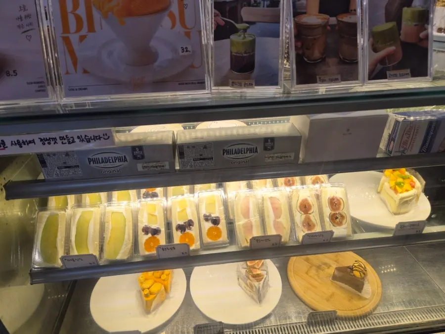 Baked pastries on the display shelf