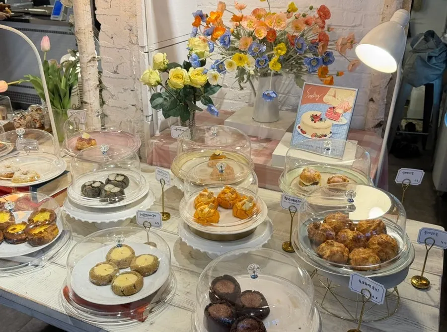 Dessert showcase with scones and cookies