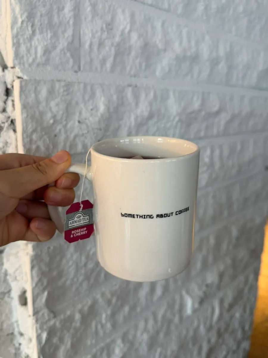 A warm cup of rosehip cherry tea
