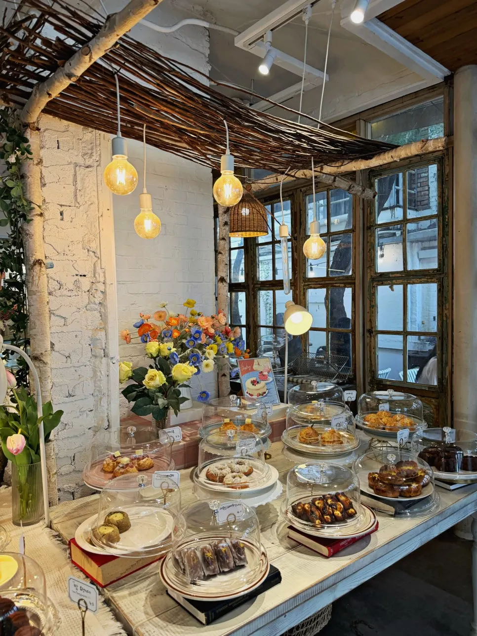 Baked goods lined up in the showcase