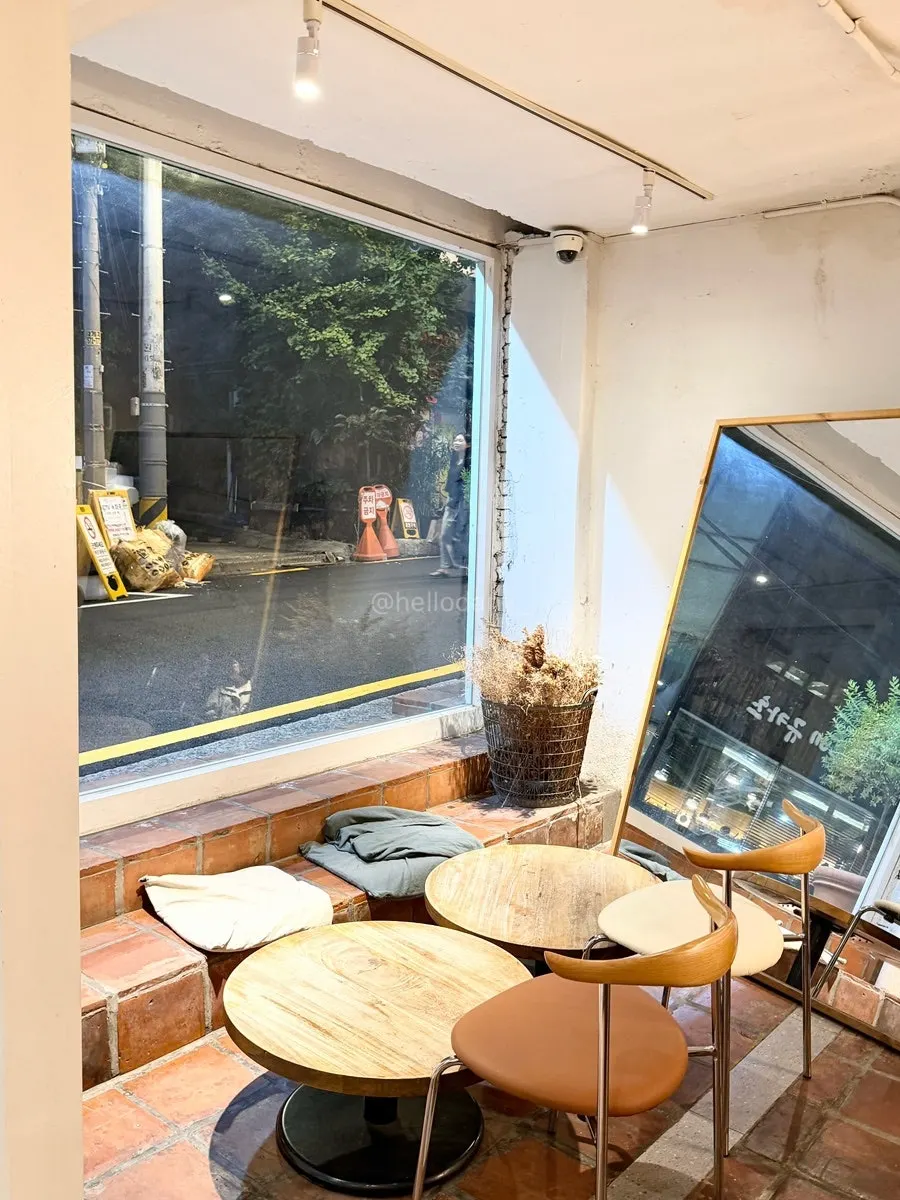 Outdoor terrace table at Something About Coffee